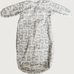 CARTERS | White and Gray Bear Print Baby long sleeve sleepsac